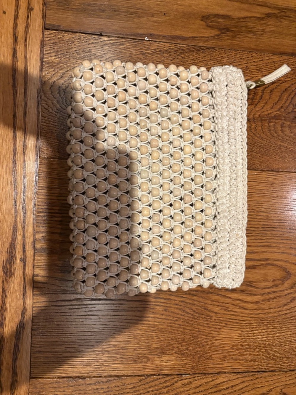 Handcrafted Beaded Crochet Pouch - Cream